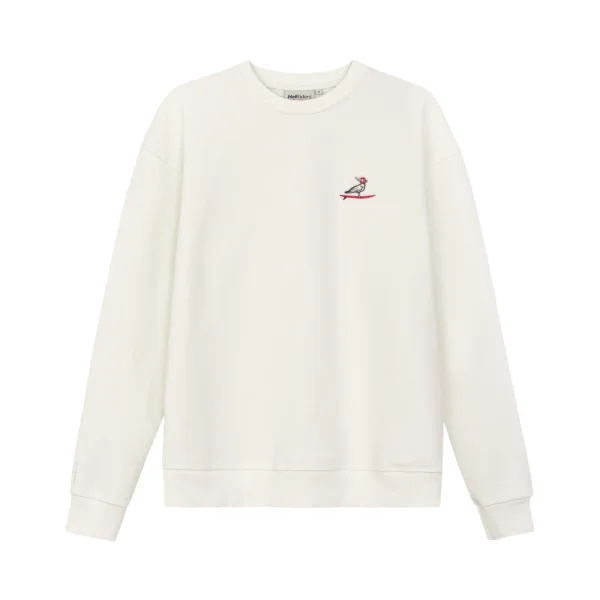Bluza Flat 6 Cream White Hel Riders - przód z mewą w kasku